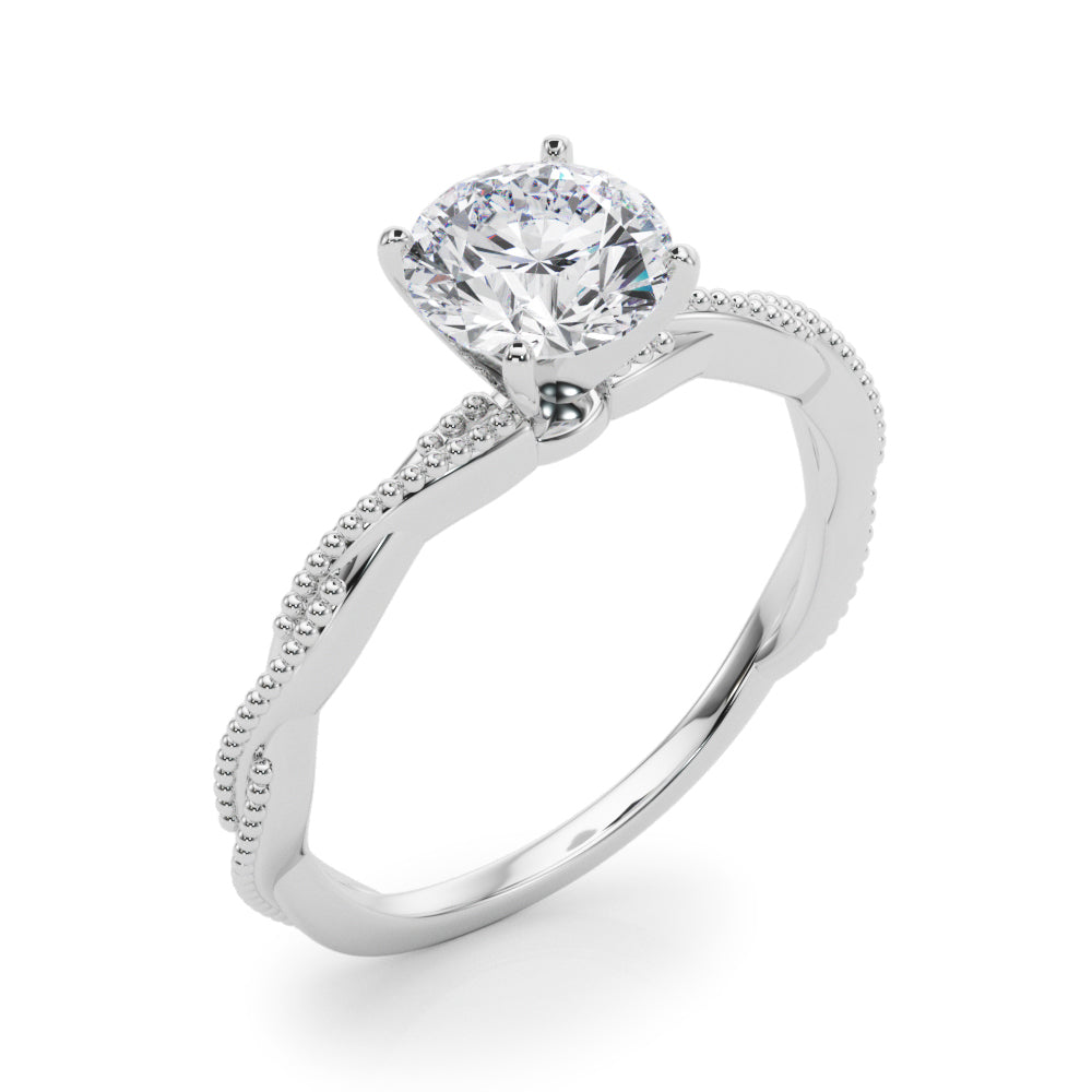 Anastasia Twisted Vine Round Diamond Solitaire Engagement Ring-VIRABYANI